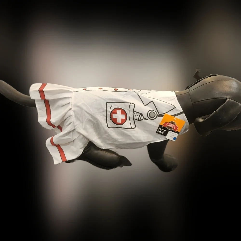 White and Red Dog Pet Doctor/Nurse Costume